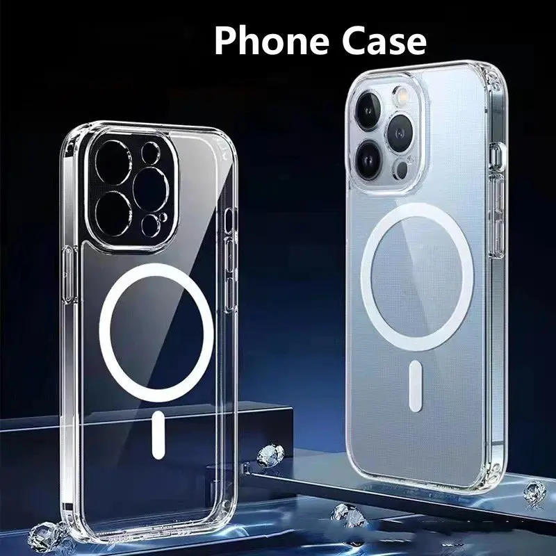 IPhone 15 pro max 15 plus 14 13 12 11 transparent shockproof clear acrylic phone casing cover case New magnetic wireless Accessories Handheld