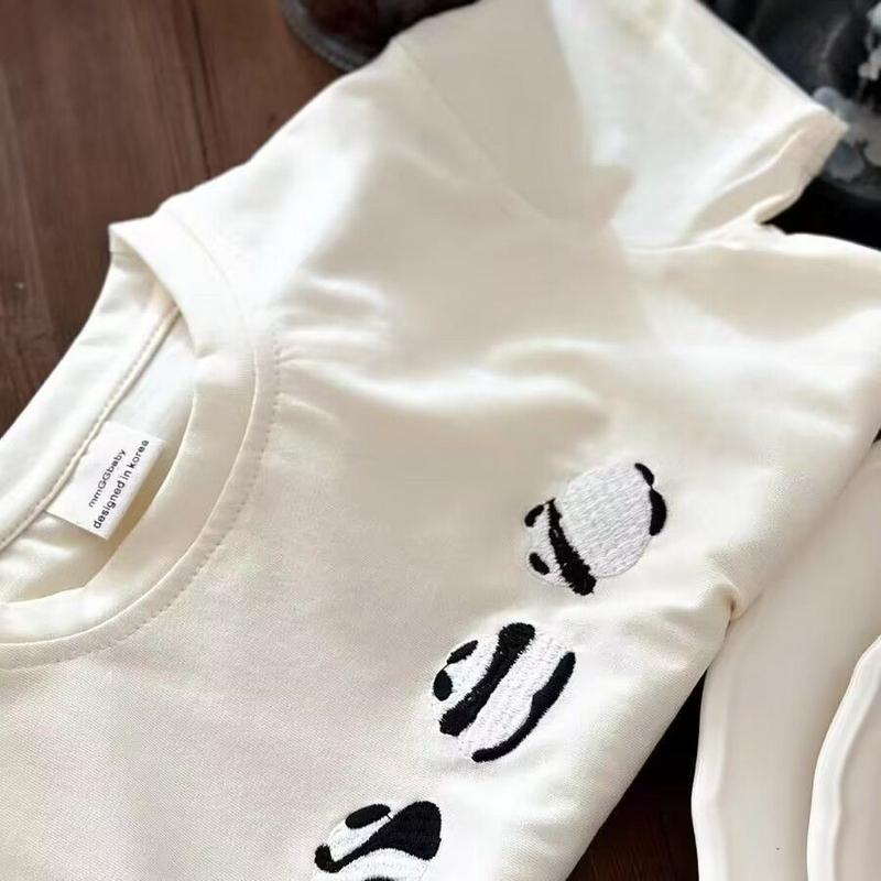 Product Introduction of Bộ đồ dành cho trẻ em Mùa hè 2024 Chàng trai và cô gái mới Áo thun ngắn tay Gấu trúc Bé mùa hè Giản dị Quần đùi in hoa đầy đủ Thời trang 9