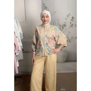 Asaya Vintage grid cetak pola kaos atas kasual kaos celana panjang dua set Asaya Vintage grid cetak pola kaos atas kasual kaos celana panjang dua set