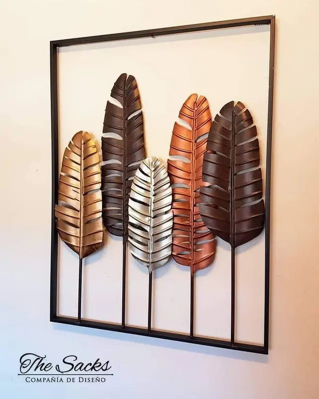 Hiasan Dinding Aesthetic Wall Decor Hiasan Dinding Frame Metal Gold Daun Leaf Ginko Scandinavian 0