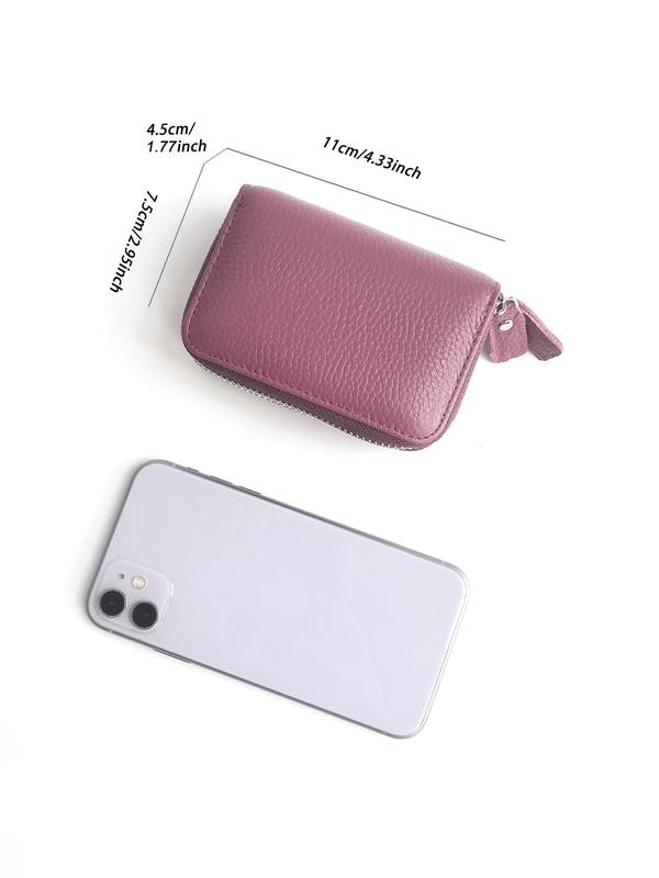 Women's Genuine Leather Wallet, Solid Color Zipper Card Holder, RFID Blocking Anti-theft Short Wallet, Fashionable Multi Card Slot Card Holder for Women & Girls, Small Purse for Daily Used 6
