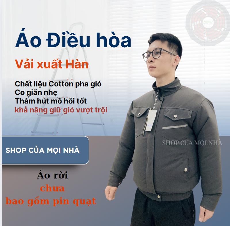 Lẻ Áo Điều Hòa [ không pin quạt ] chất liệu vải cotton pha gió ( vải xuất Hàn ) giữ gió, thấm hút mồ hôi tốt, co giãn nhẹ.