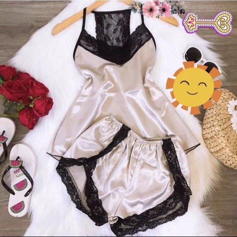 Có size 80kg Đồ bộ ngủ 2 dây không mút phối ren lưng mã 376