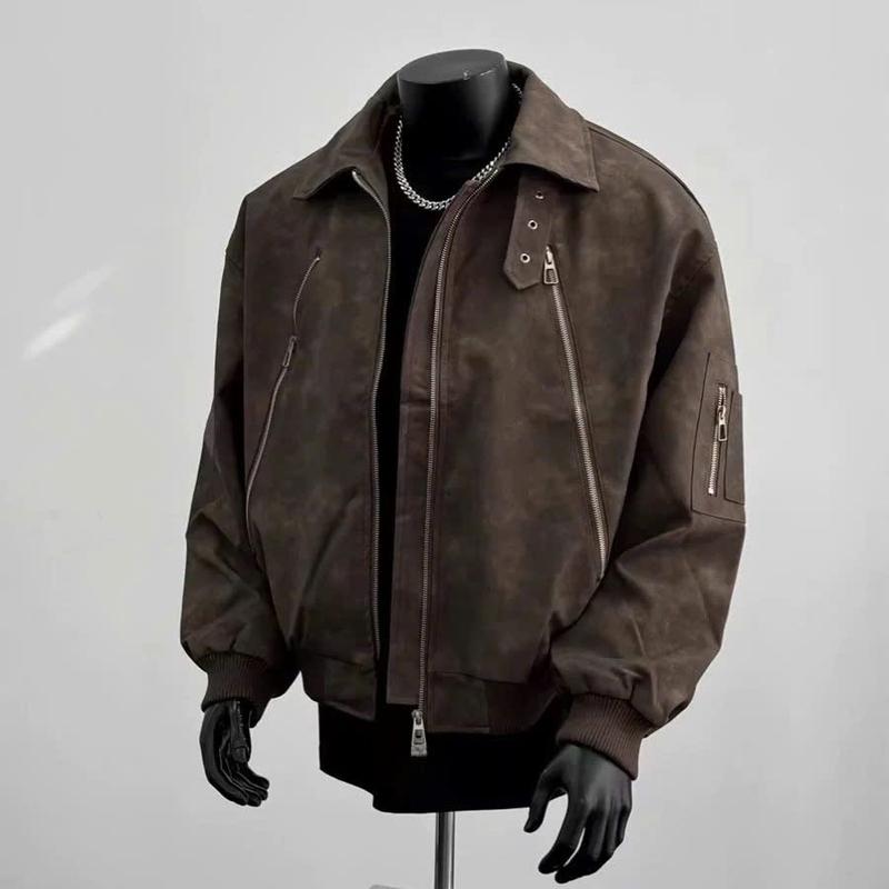 Áo Khoác Da Loang V2 - Form Poxy - Chất Da PU - Phối Túi Dây Kéo Nam Tính - Phong Cách Hàn Quốc