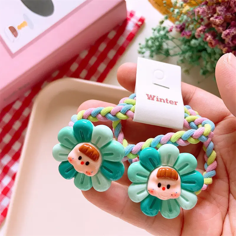 Dây Buộc Tóc Co Giãn, Bộ 2 Chiếc, Hoa Đầy Màu Sắc Đáng Yêu, Dành Cho Bé Gái, Phụ Kiện Tóc Công Chúa Cho Trẻ Em, Dây Buộc Tóc Trẻ Em, Mũ Đội Đầu Cho Bé 5