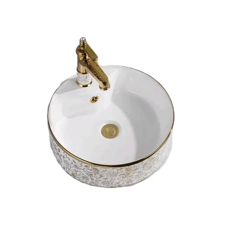 lavabo nhà tắm đẹp .Chậu lavabo sứ để bàn hoa văn phủ nano 8