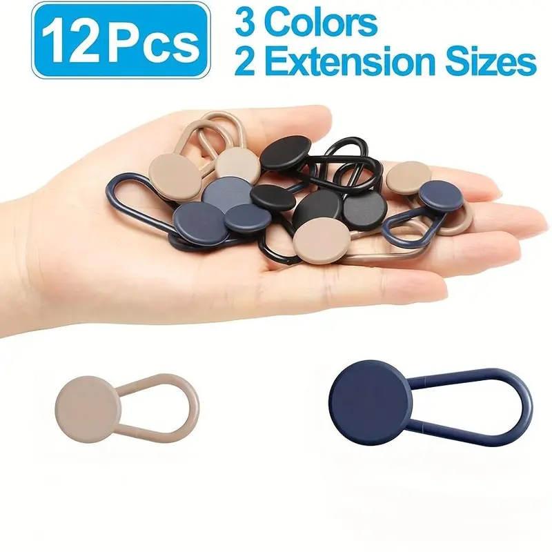Silicone Button, 12pcs No Sew Instant Extender Button for Men and Women, Pants Waist Extension Button for Jeans Pants Collar 8