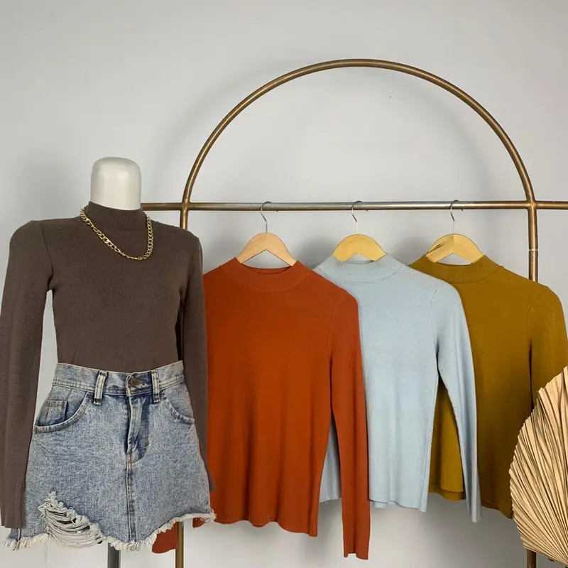 AJW [TC] Atasan Rajut Turtleneck Wanita Lengan Panjang | Iner Rajut Turtleneck Knit | Baju Dalaman Turtleneck 1