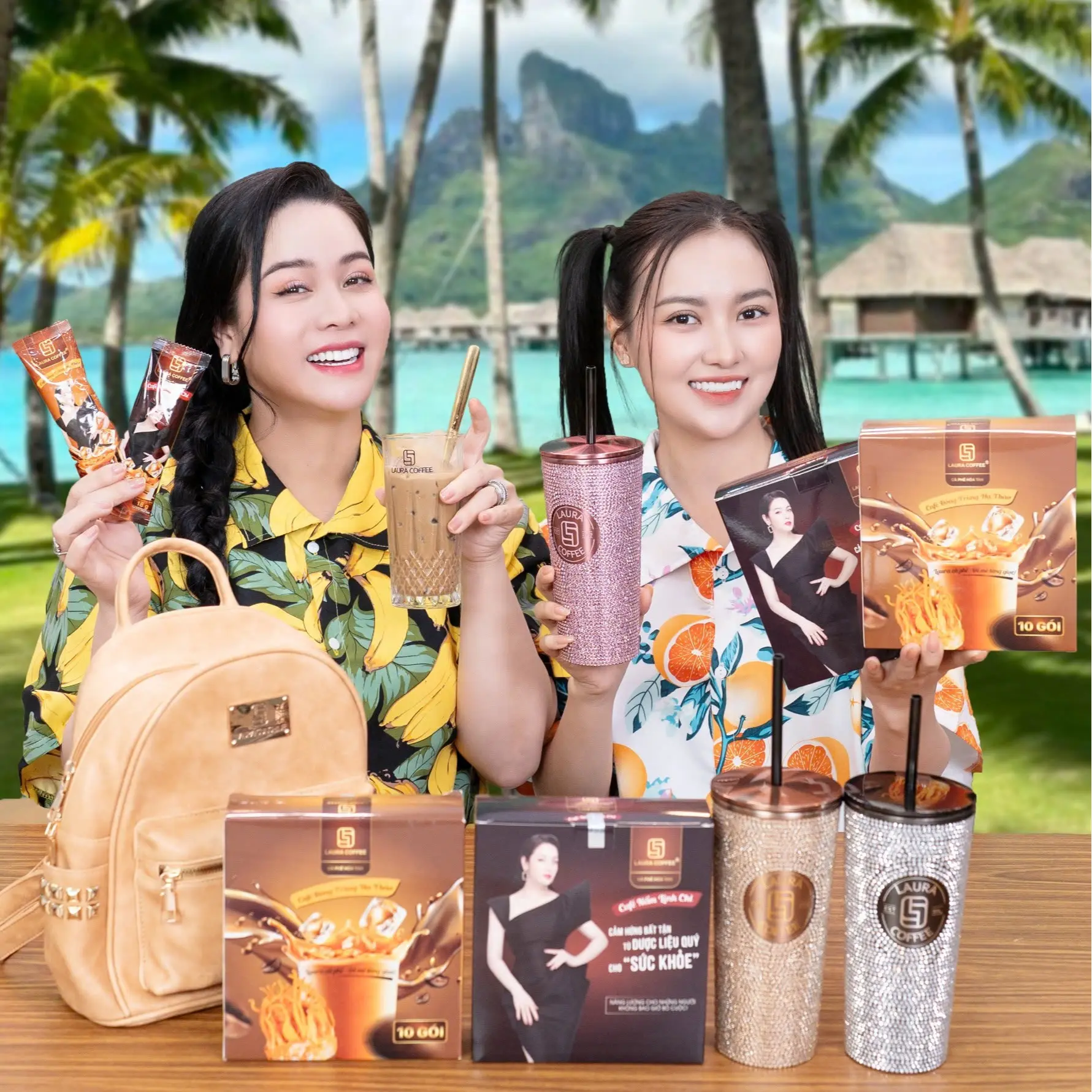 (Ko quà) 6 Hộp 2 vị Cà phê Laura Nhật Kim Anh, 3h Nấm và 3h Đông Trùng