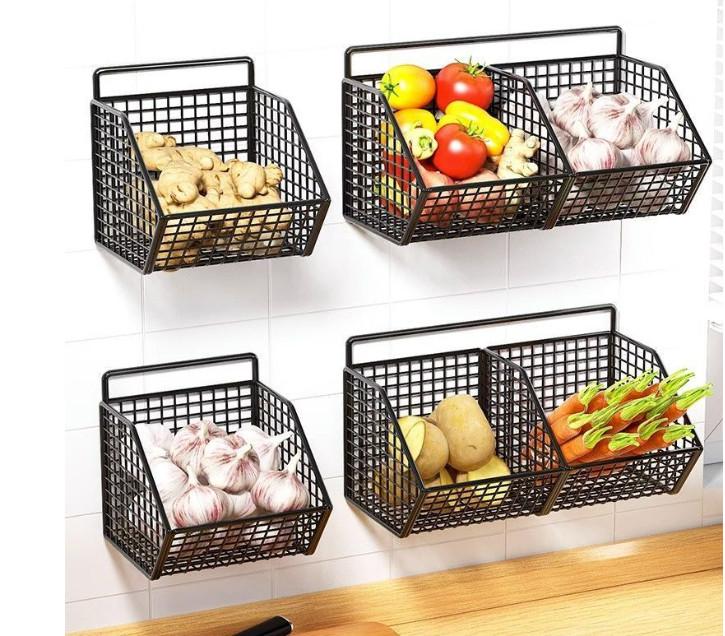 Kệ Ngiêng 1, 2 , 3 Khay Đựng Hành Tỏi Ớt, Gia Vị Dán Tường Kèm Miếng Dán Treo Tường