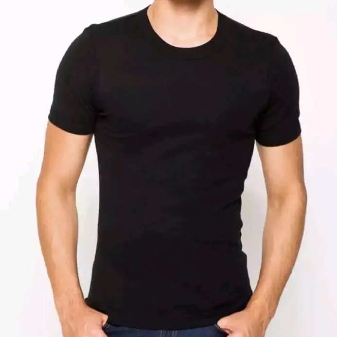 Baju Kaos Oblong Polos Pria Dewasa Lengan Pendek Katun Ukuran M - Kerah 1