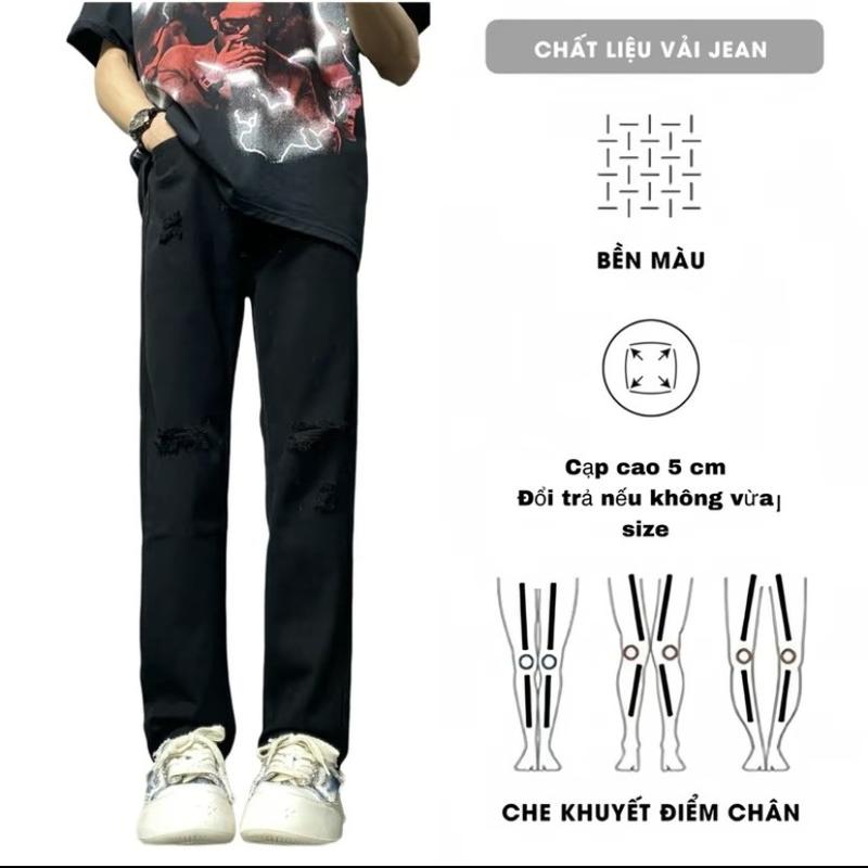 quần jean suông ống rộng đen quanjean nam