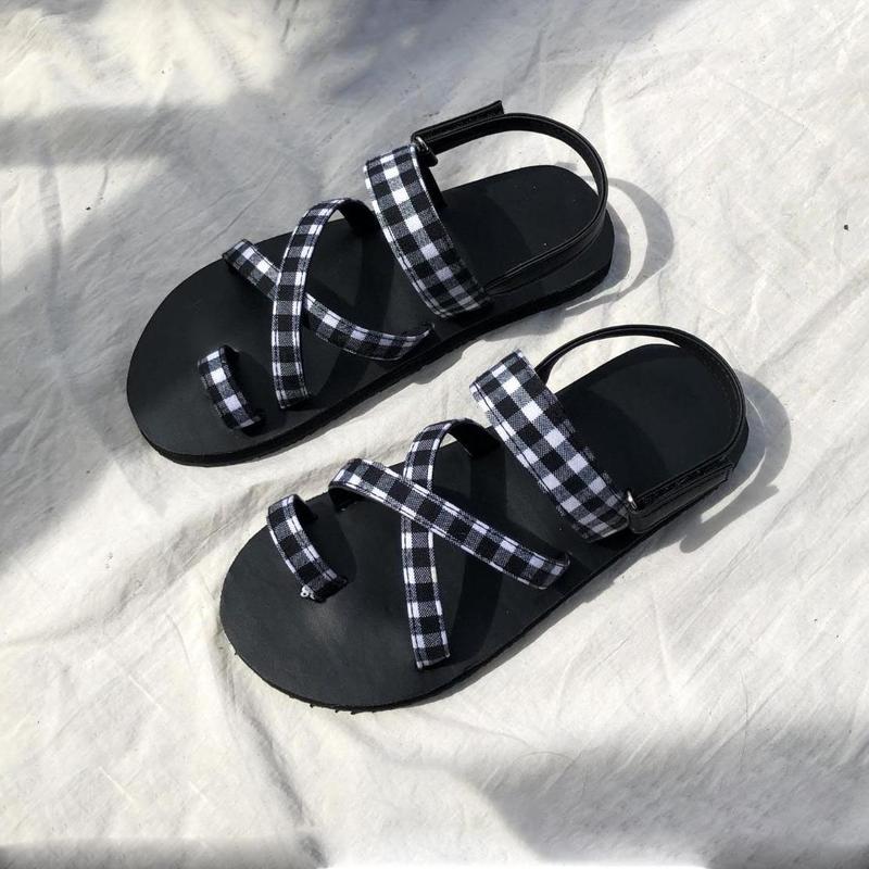 Giày sandal xỏ ngón quai chéo A121 WOSHOE đế bệt  đi học đi làm đi chơi