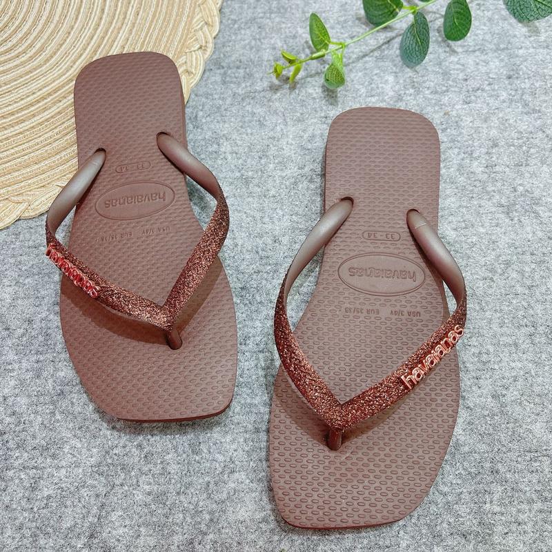 Dép Đế Vuông Kim Tuyến Cho Nữ, Chất Liệu Cao Su Non, Xinh Chân.