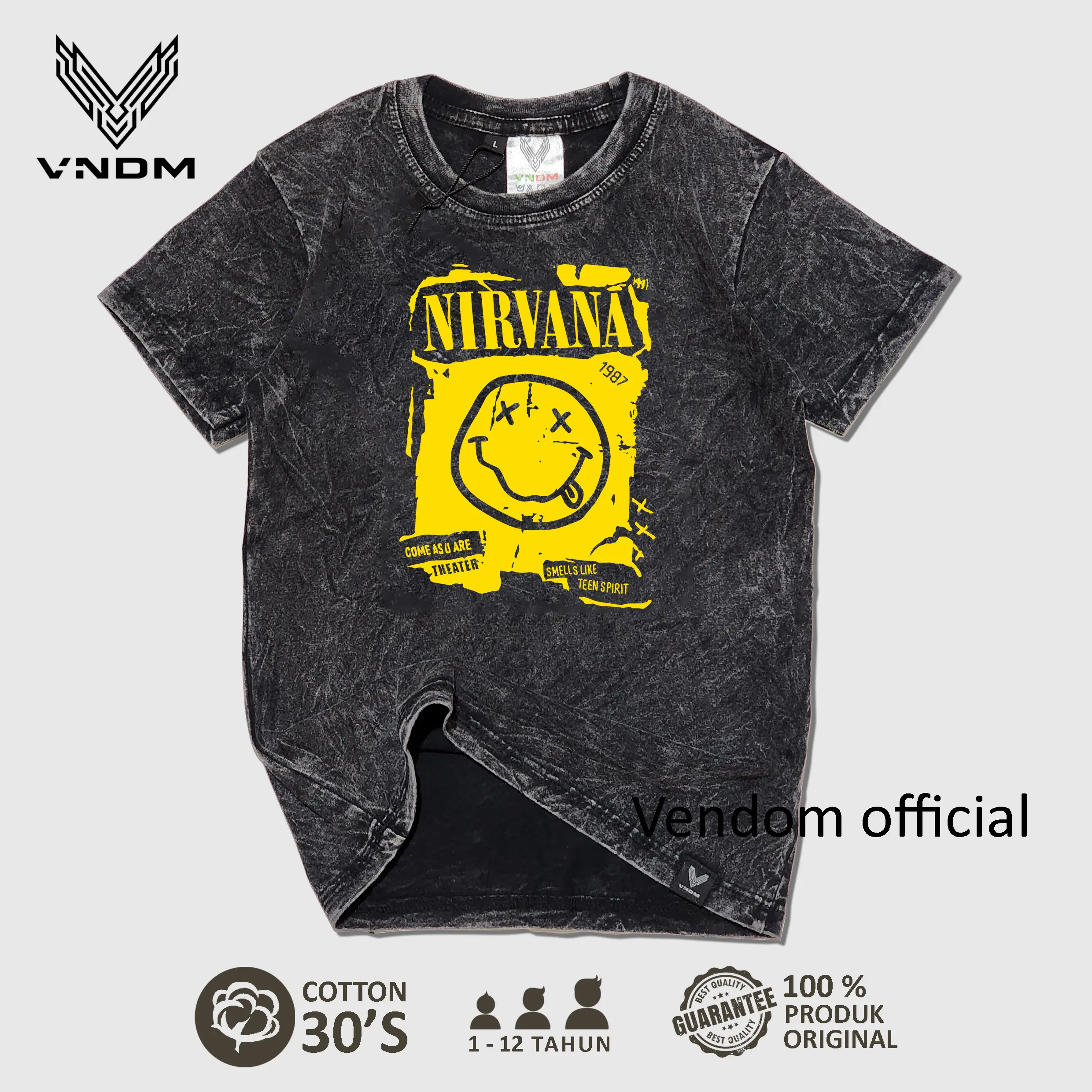 Vendom Kids Baju Kaos Anak Washet Unisex Cowok / Perempuan Unisex Umur 1-12 Tahun Bahan Cotton 30S Katun Laki-Laki Distro Cewek