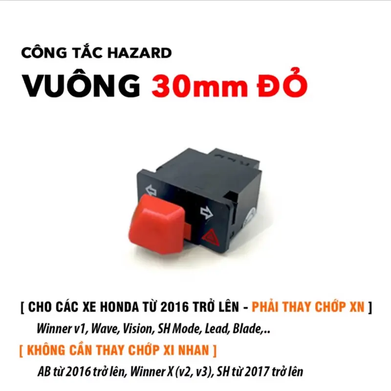 Công tắt HAZARD màu đỏ xe máy (hàng chuẩn) 5