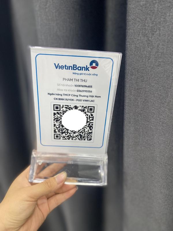 Bảng quét mã a6 QR  ngân hàng mica để bàn, in theo yêu cầu, ( dễ tháo lắp thay đổi nội dung tuỳ ý)