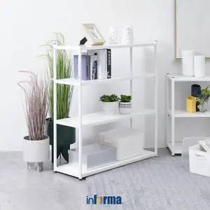 Informa Fort Rak 4 Tingkat - Putih Penyimpanan Organizer Buku Tanaman Pajangan Ruang Tamu Kamar Tidur