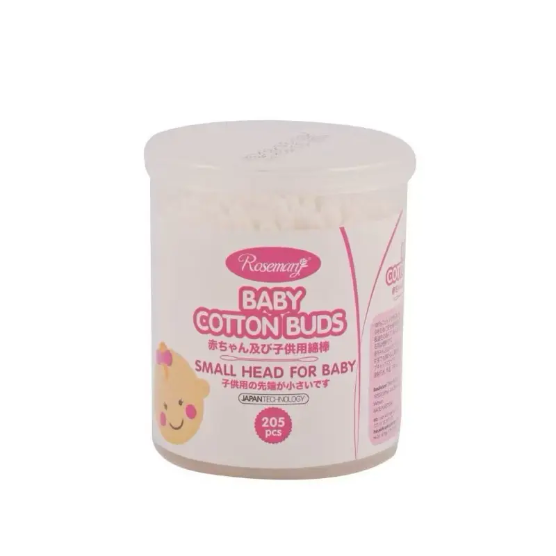 Hộp nhựa 205 cây tăm bông kháng khuẩn 100% cotton cho em bé