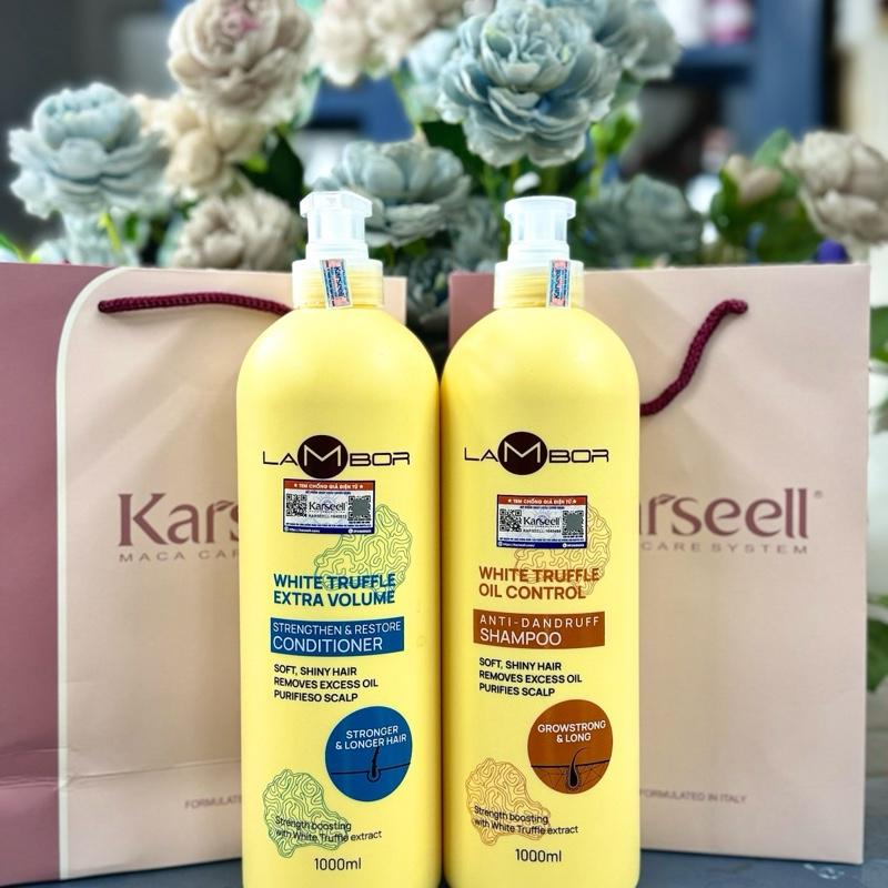 CẶP GỘI + XẢ cao cấp LAMBOR WHITE 1000ml 1 chai dưỡng mềm mượt tóc giảm rụng tóc giảm gàu hương thơm sang trọng