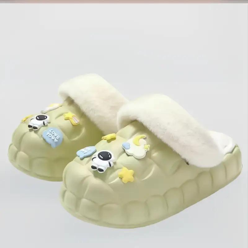 Dép lông dép bông vũ trụ lót lông có thể tháo rời cao 3cm bằng cao su chống nước giữ ấm 2023 VEO Store_020