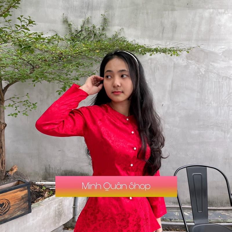 G4 Bộ bà ba gấm hoa mẫu đơn,form chuẩn tôn dáng áo nữ - Chất liệu gấm đẹp - Nhung Voi Women Top Kem Wine Knot Dress Sen Tre Sơ Mi G4