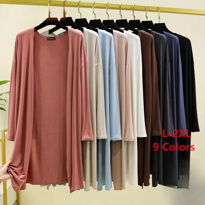 Women modal cotton cardigan Summer loose Women's sunscreen shawl long sleeve Plus size Casual cardigans