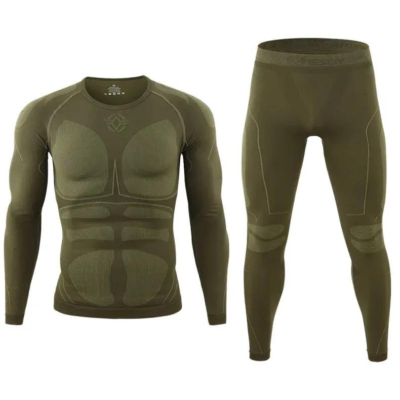 Men Sport Thermal Underwear Suits Outdoor Cycling Compression Sportswear Quick Dry Breathable Clothes Fitness Running Tracksuits 7