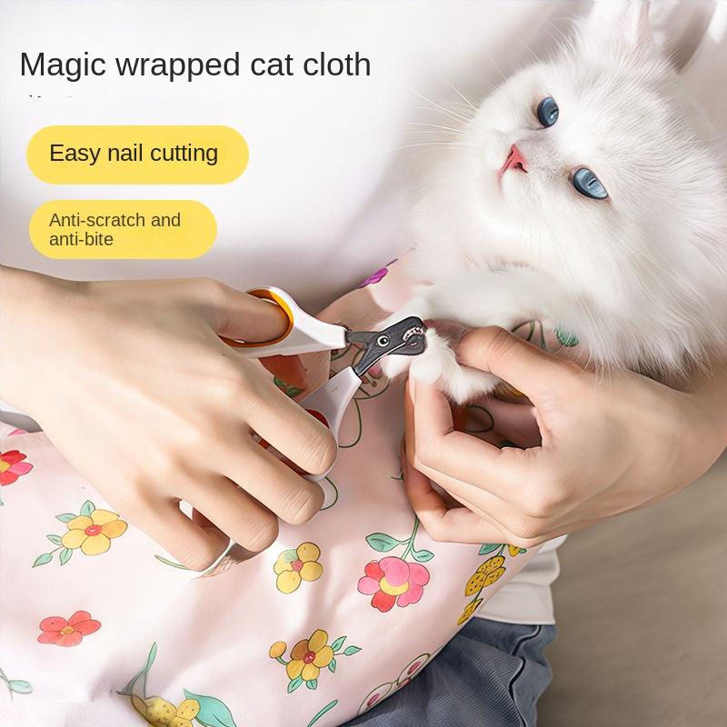 Product Introduction of Pet Cat Wrap Multi-Functional Self-Adhesive Cloth Hundred Stickers Cute Cat Cleaning Nail Trimming Anti-Scratch Anti-Escape Fixing Cloth scratcher  dinding 1