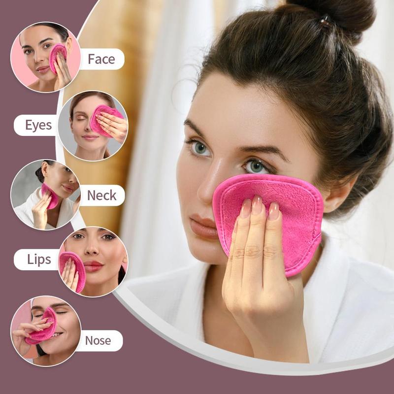 Reusable Makeup Remover Cloth, 10pcs/set Makeup Remover Towel, Microfiber Face Washcloth, Facial Cleansing Tool for Home & Travel, Clean Skin Club Face Towels, Skin Care Products, Skincare Tools, Pink 4
