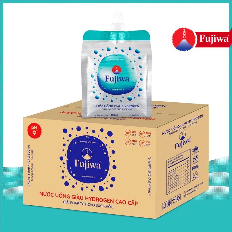  Thùng 40 Túi Nước Uống Ion Kiềm Giàu Hydrogen Cao Cấp Fujiwa Dạng Túi Bạc 300ml - Detox Nhanh Chống Oxy hoá Mạnh nước  hydro 