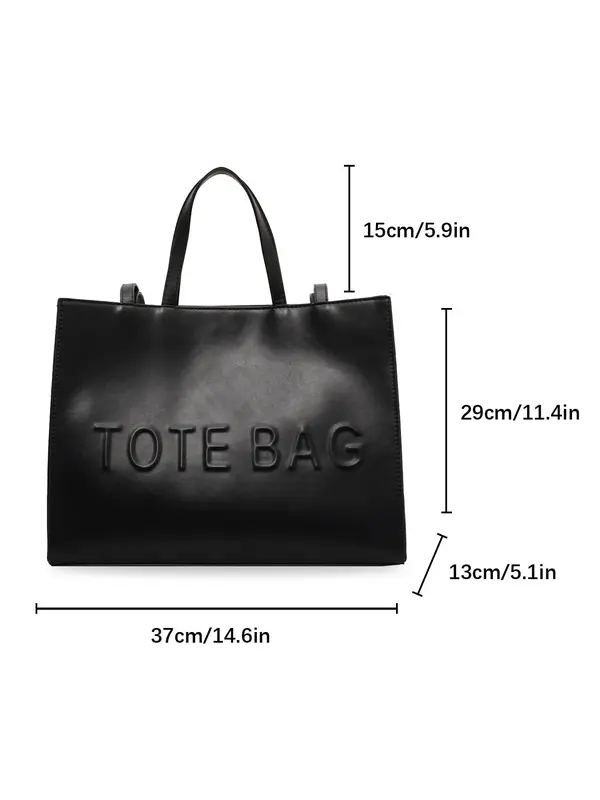 Women's Fashionable Letter Decor Tote Bag, Large Capacity Shoulder Bag for Daily Used, Casual Trendy Versatile Daily Commuting Bag, Girl Fashionable Shopping Bag 1