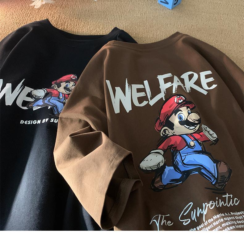 Product Introduction of Short sleeved T-shirt Women's Funny Cartoon Print Couple Summer New Round Neck Loose Men's and Women's Top 1