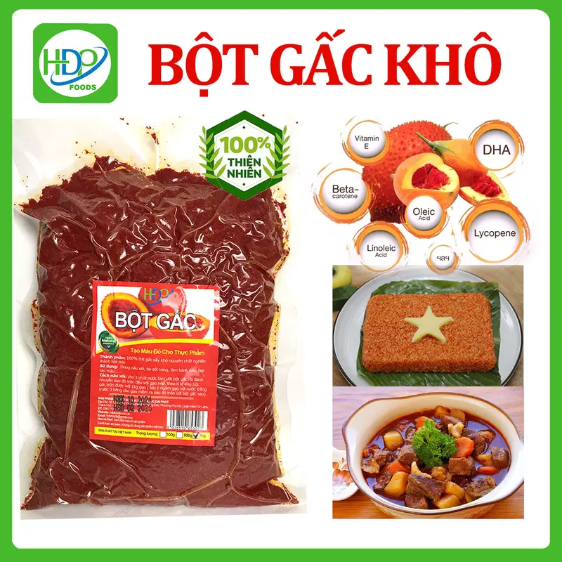 Bột Gấc Khô Nguyên Chất HDP Foods 100g - 500g - 1kg Màu Thực Phẩm/ Gia Vị món ăn 0