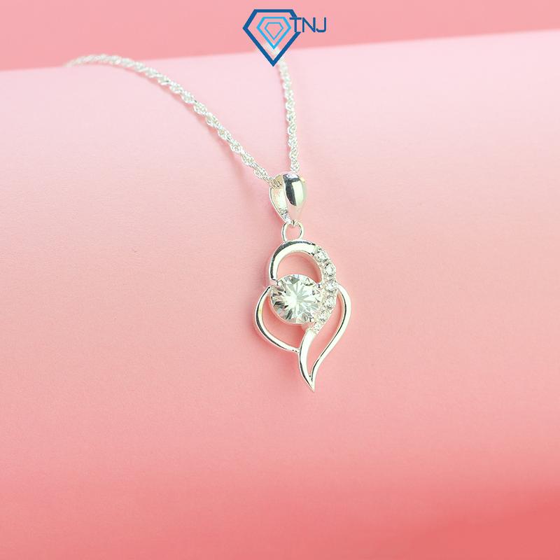 Dây chuyền nữ bạc hình trái tim đính M.o.i.s 6 ly đẹp DCNM0003 - Trang Sức TNJ
