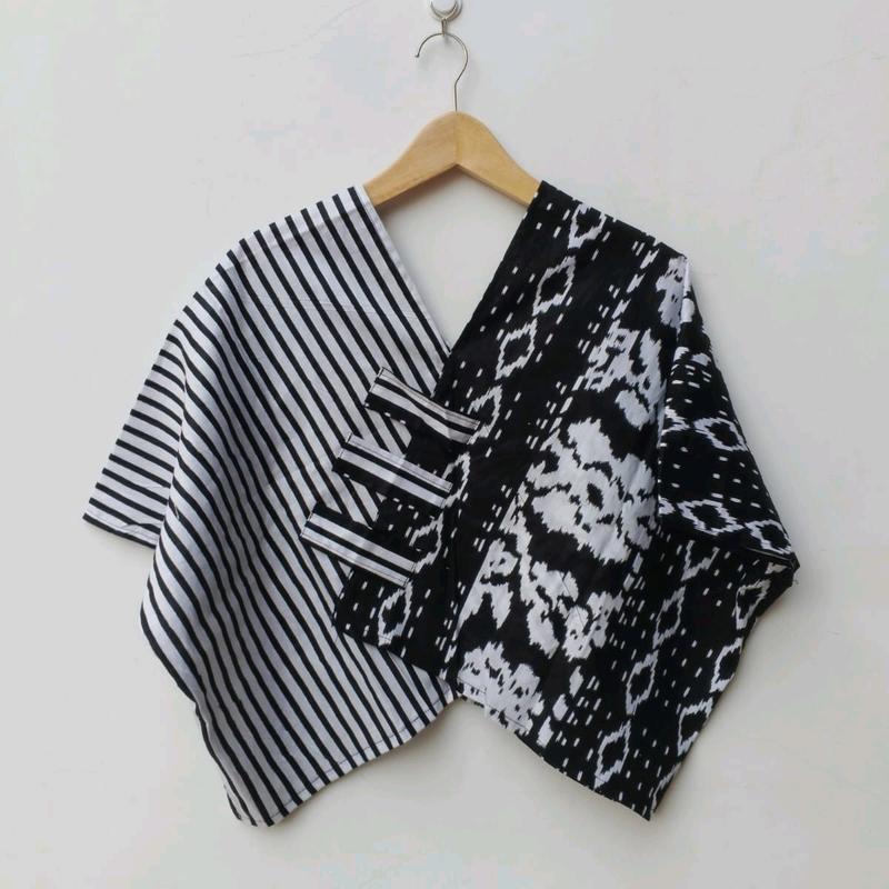 CROP TOP ETNIK BATIK MODEL OVERSIZE ATASAN BLUS KANTOR WANITA Katun 5