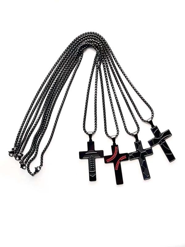 Fashion Letter & Cross Pendant Necklace for Men & Women, Stainless Steel Jewelry for Party, Daily Clothing Decor, Trendy All-match & Exquisite Jewelry for Birthday Gift 7