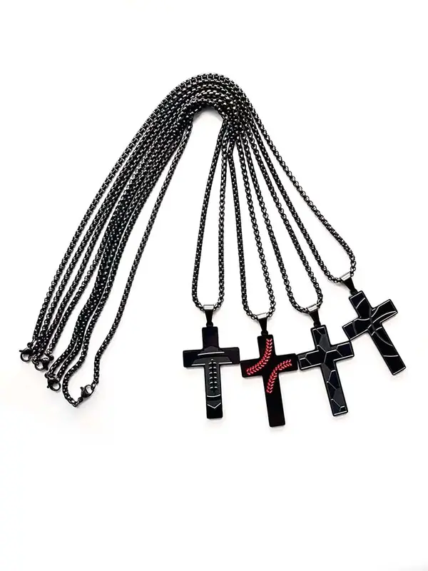 Fashion Letter & Cross Pendant Necklace for Men & Women, Stainless Steel Jewelry for Party, Daily Clothing Decor, Trendy All-match & Exquisite Jewelry for Birthday Gift 7