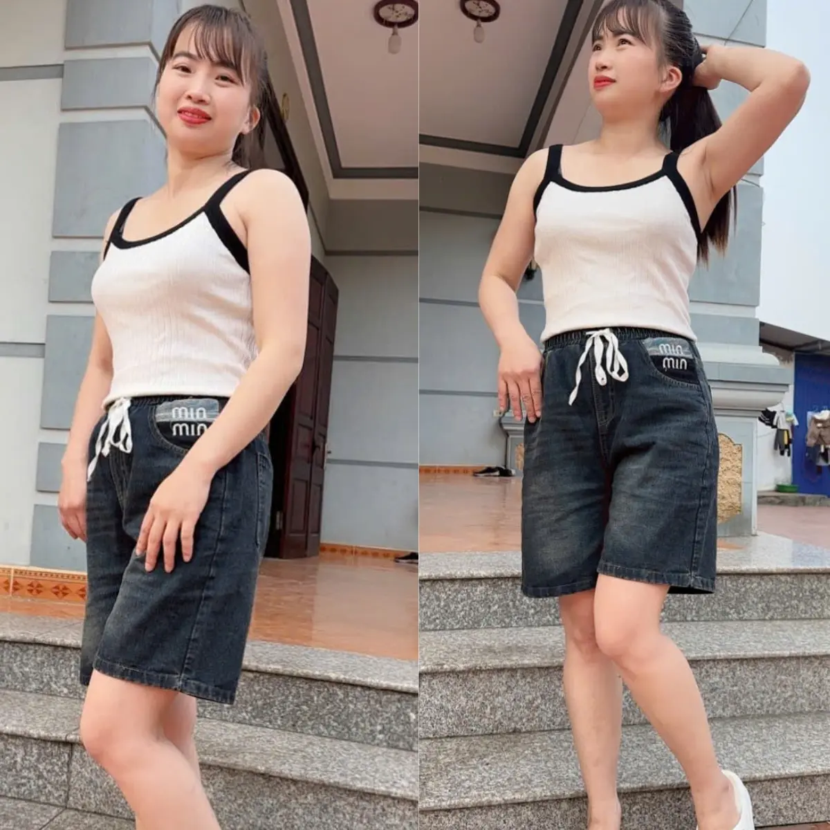 Quần Short Jeans Nữ Cạp Chun Lưng Cao, Quần Bò Nữ Trẻ Trung Năng Động