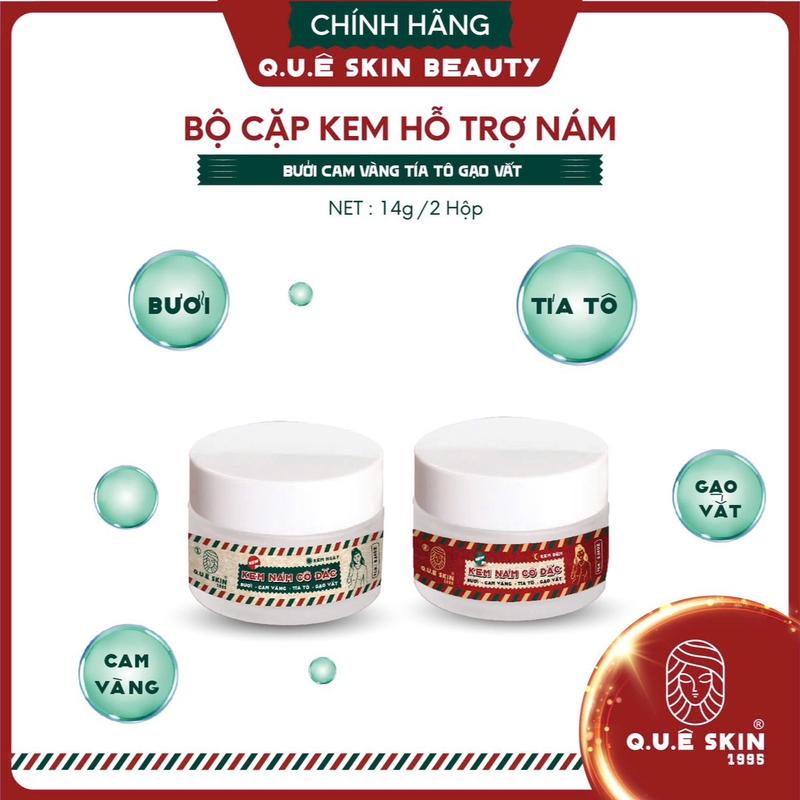 [ hỗ trợ NÁM] Bộ Cặp 2 kem face ngày đêm dưỡng da Quê skin bưởi cam vàng, tía tô size trải nghiệm hỗ trợ Da nhạy cảm (14g/bộ 2 hủ ) Skincare Làm Đẹp Da Chăm Sóc da
