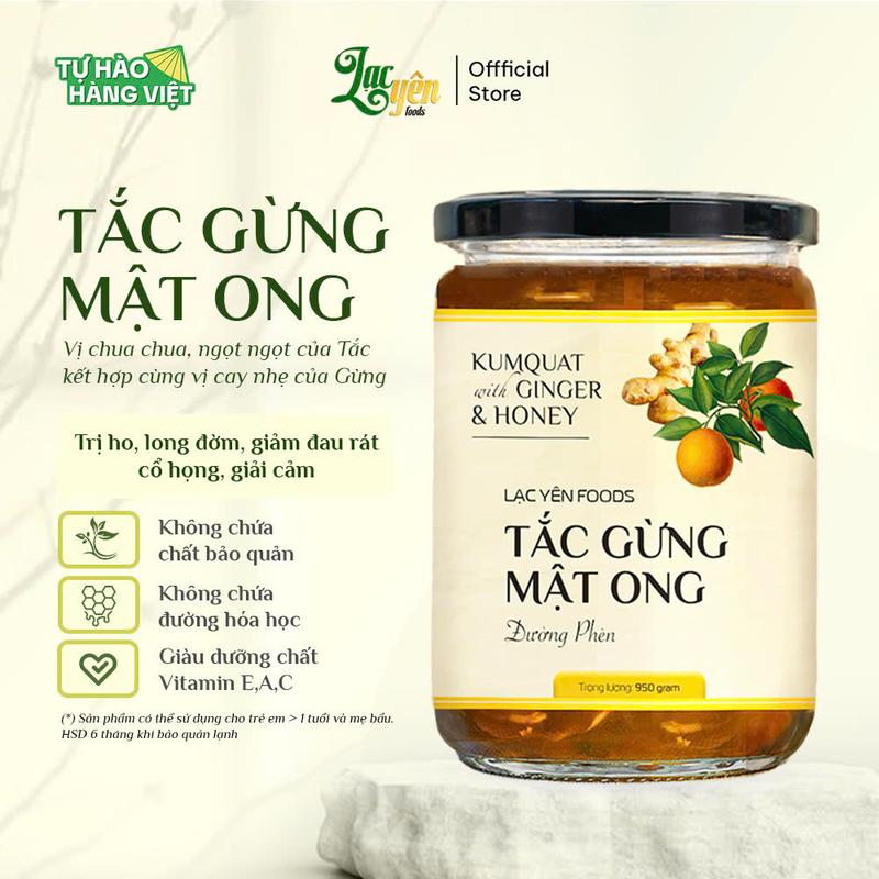Tắc Gừng Mật Ong Đường Phèn Lạc Yên Foods - Hỗ Trợ Giải Cảm, Ho, Viêm Họng, Đau Rát Cổ Họng