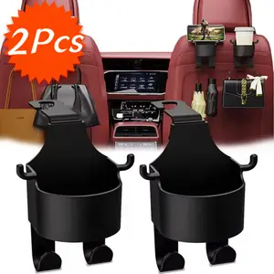 1/2Pcs Rak penyimpanan mobil multifungsi dengan cangkuk Pemegang cangkir dan kotak penyimpanan Tahan lama dan kuat Cocok untuk kursi belakang