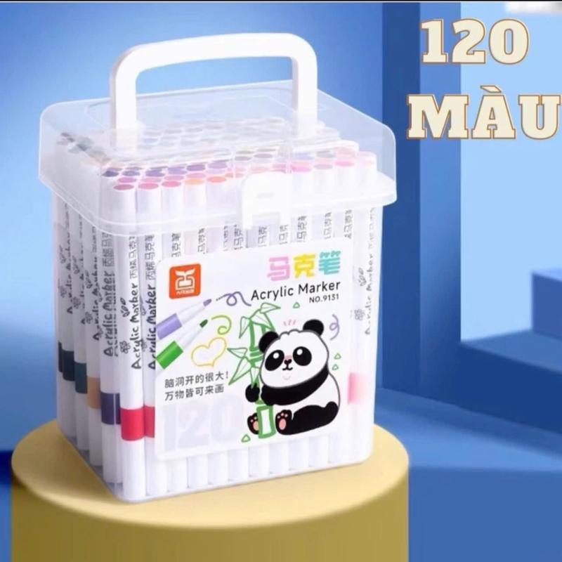 Hộp 120 Bút Màu Acrylic Marker, đầu bút brush - Mực cao cấp, màu sắc tươi sáng, vẽ trên mọi chất liệu