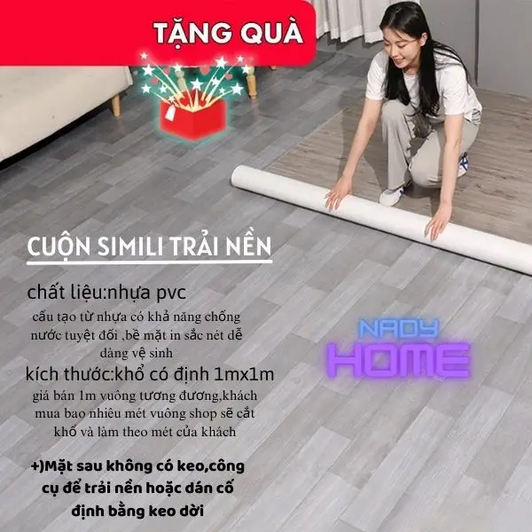 Thảm simili lót sàn nhà,thảm nhựa smili trải nền nhà màu vân gỗ PVC chống nước,chống cháy