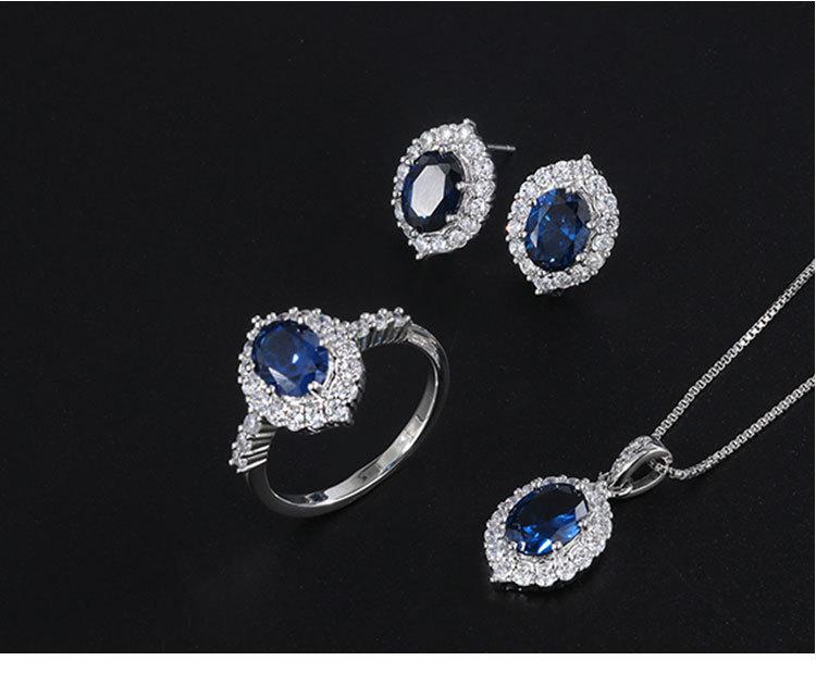 Product Introduction of TopKiss Exquisite Artisan Crafted Gemstone Jewelry Set - Simulated Blue Glass Colorful Gemstone Earrings, Ear Studs, and Pendant Set 15