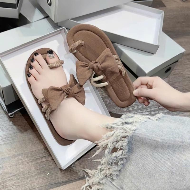 Dép nữ quai ngang đính đá 3 dây xoắn NƠ đế bệt sang trọng dép kiểu nữ đẹp DéP Shoes giay dep depnuhottrend 2023