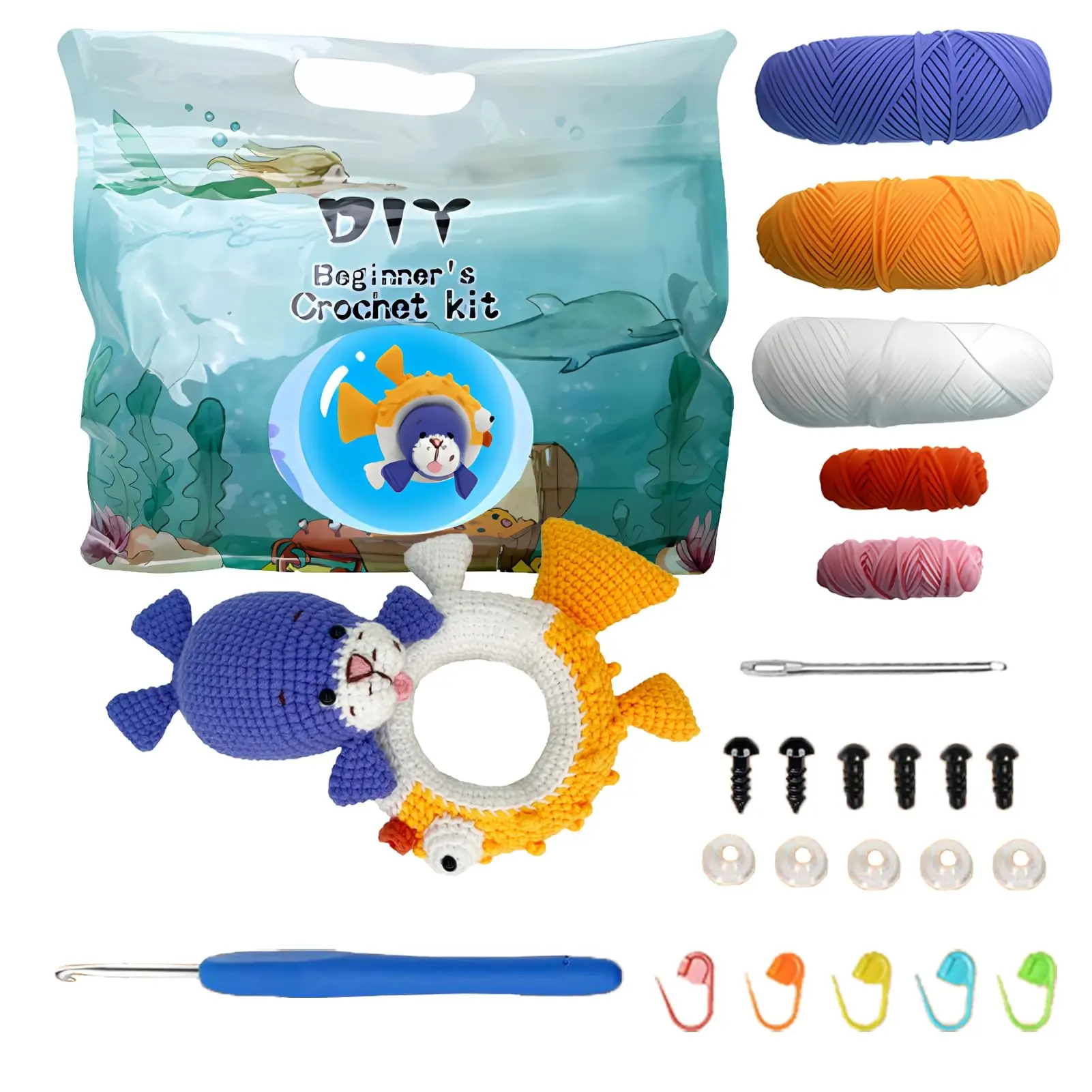 Crochet Kit for Beginners, Learn to Crochet Kits for Adults Beginner, Kids Crochet Kit, Beginners Crochet Kit, Step-by-Step Video Tutorials, Learn to Crochet Kit for Kids Ages 8-12 (Walrus)
