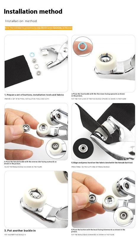 Product Introduction of 50/100pcs Pliers tool Colored metal seam fastener Five claw button Shorts with metal seam fastener Safety sewing tool Pliers tool seam fastener rivet metal sewing fastener 8