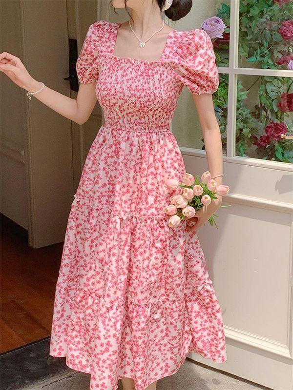 Product Introduction of Váy Hoa Màu Vàng, Phong Cách Hepburn Pháp Nghệ Thuật Và Thanh Lịch, Phong Cách Mori, Váy Mùa Hè Của Phụ Nữ, Che Bụng, Váy Giấu Flab 12
