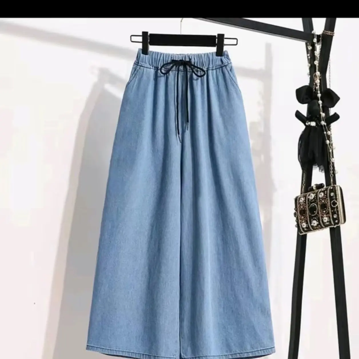 QUẦN ZIN XUÔNG ỐNG RỘNG VẢI MỀM CÓ BIGGSIZE MẶC MÁT MẺ VÀO MÙA HÈ Pants Kem